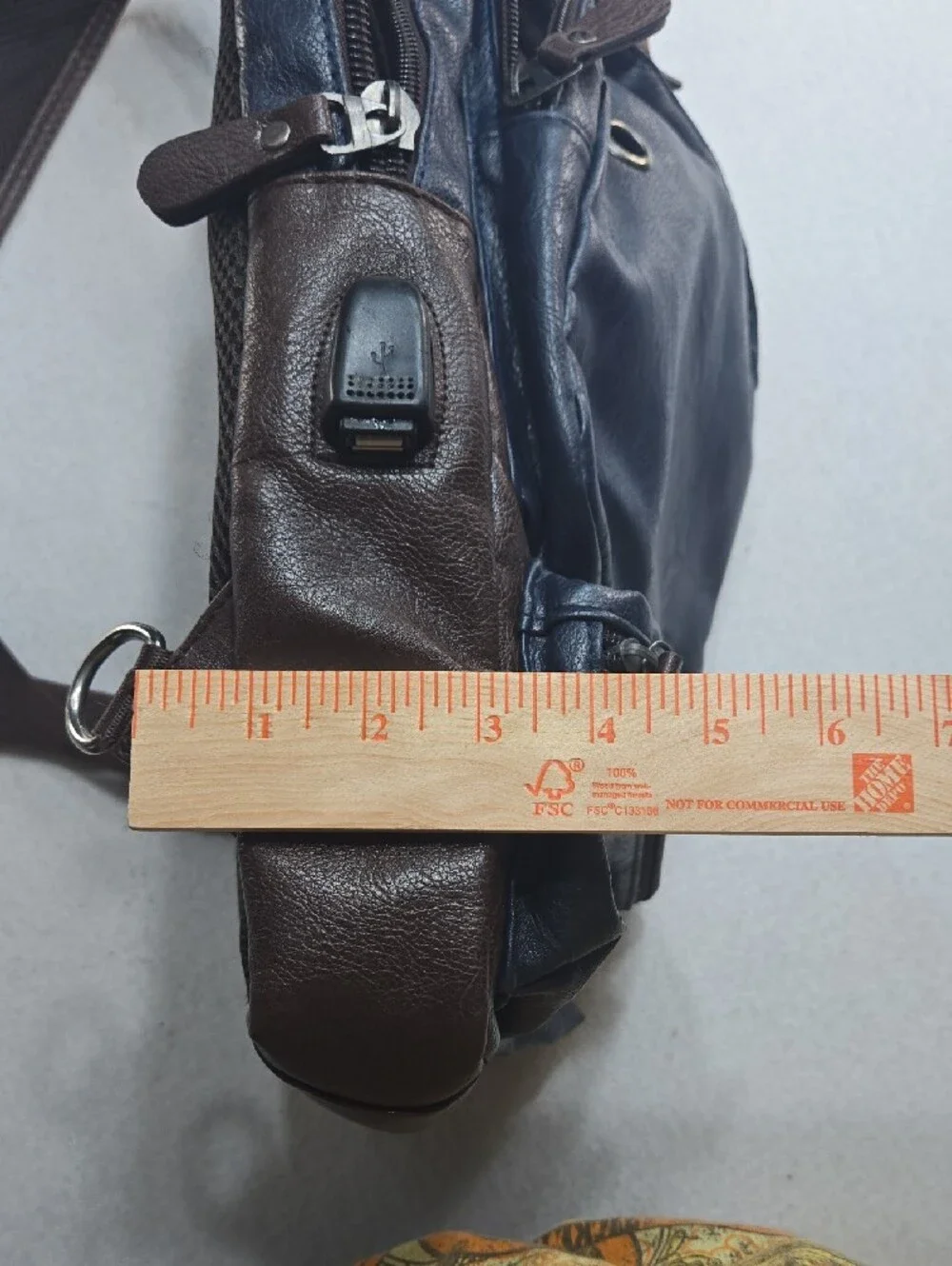 Men's Two-Tone Navy and Brown Sling Backpack